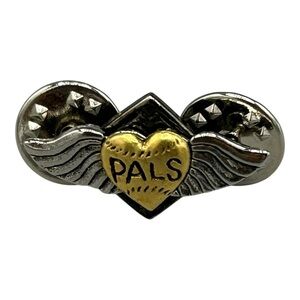 Winged Heart “PALS” Pin | Silver & Gold Tone Friendship Pin